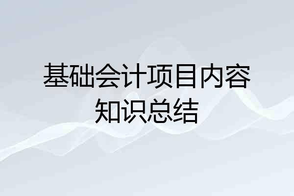 基础会计项目内容知识总结