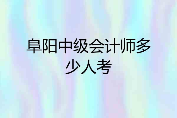 阜阳中级会计师多少人考