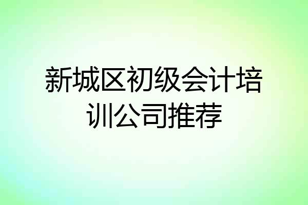 新城区初级会计培训公司推荐