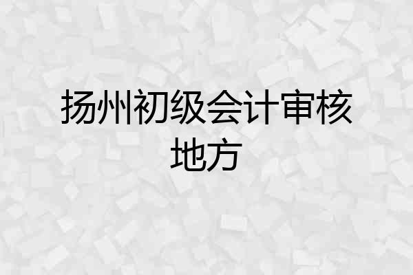 扬州初级会计审核地方