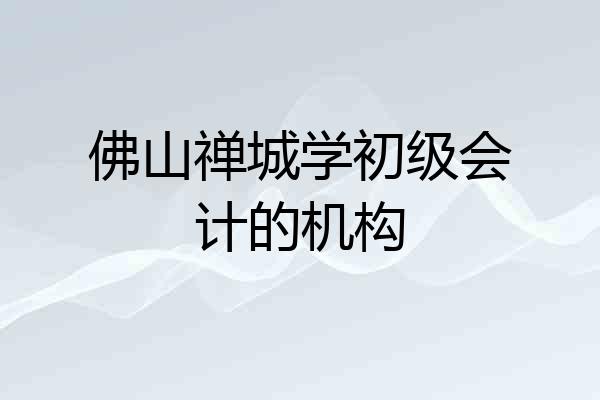 佛山禅城学初级会计的机构