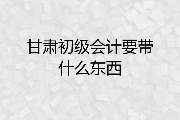 甘肃初级会计要带什么东西