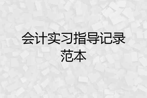会计实习指导记录范本
