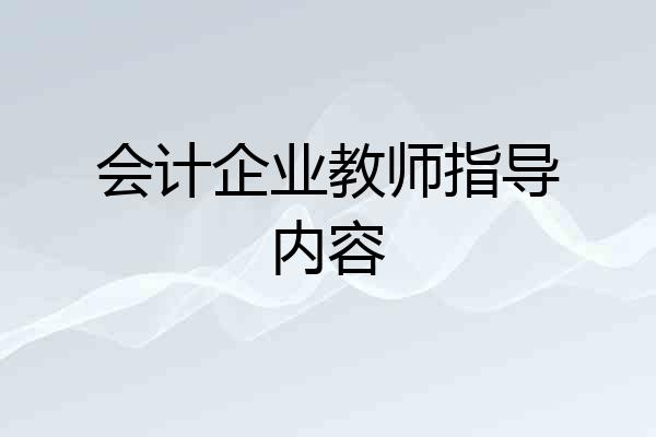 会计企业教师指导内容