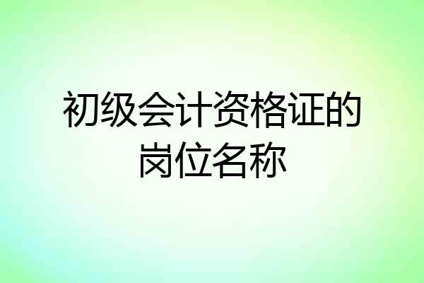 初级会计资格证的岗位名称