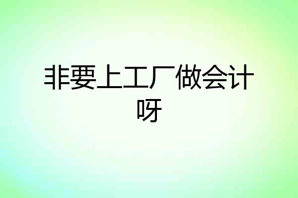 非要上工厂做会计呀
