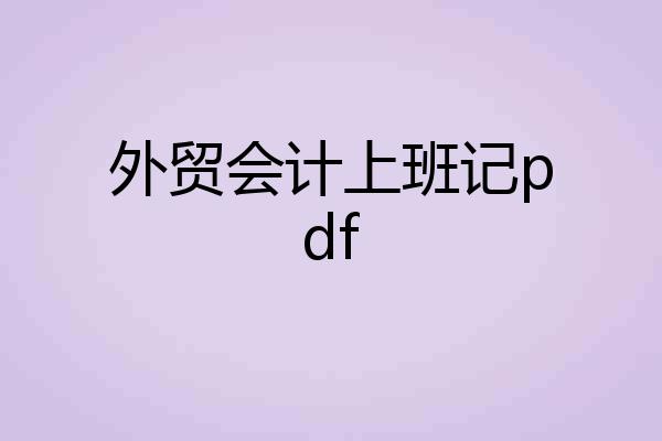 外贸会计上班记pdf