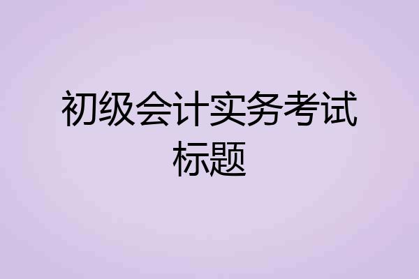 初级会计实务考试标题