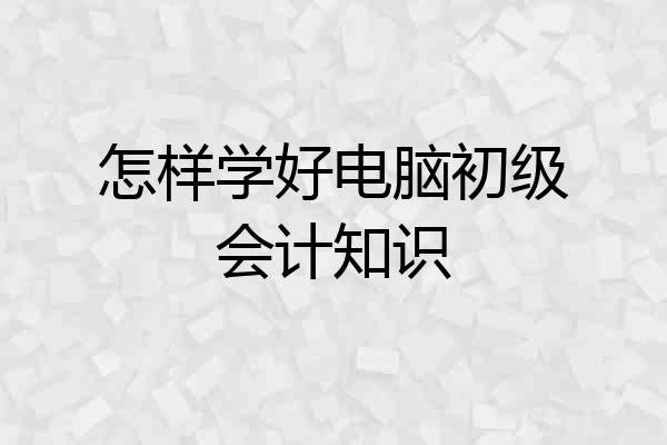 怎样学好电脑初级会计知识