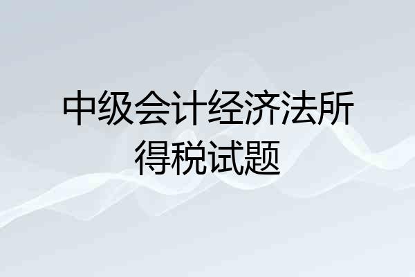 中级会计经济法所得税试题