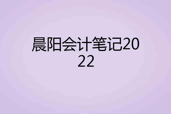 晨阳会计笔记2022