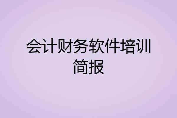 会计财务软件培训简报