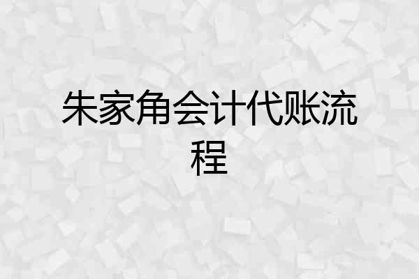 朱家角会计代账流程