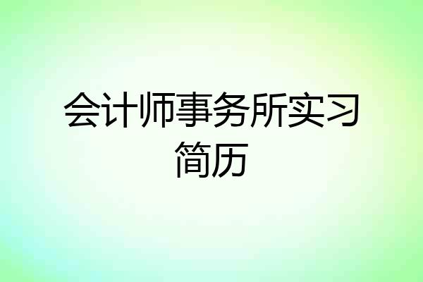 会计师事务所实习简历