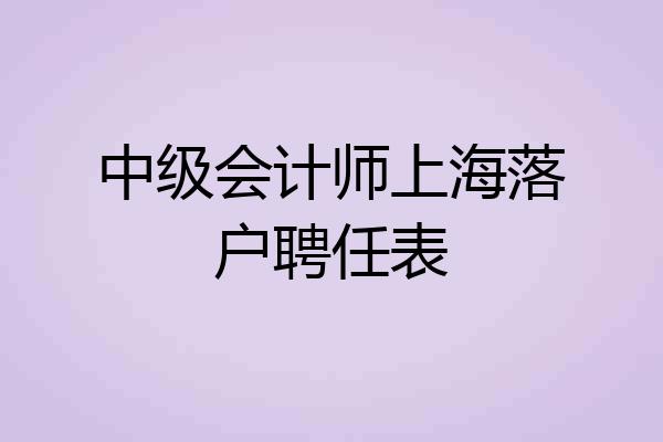 中级会计师上海落户聘任表