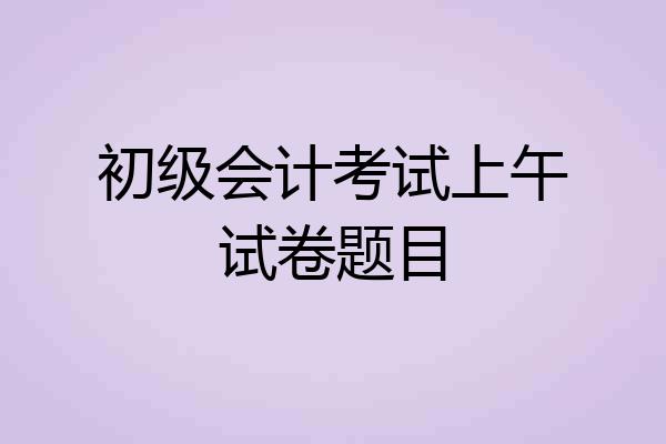 初级会计考试上午试卷题目