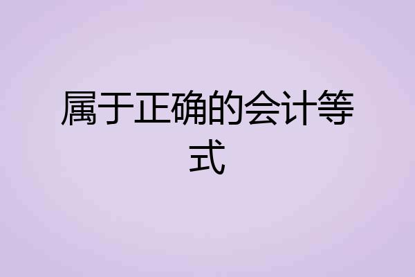 属于正确的会计等式