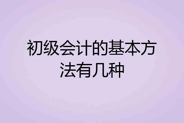 初级会计的基本方法有几种