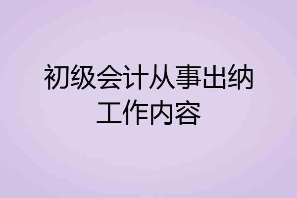 初级会计从事出纳工作内容