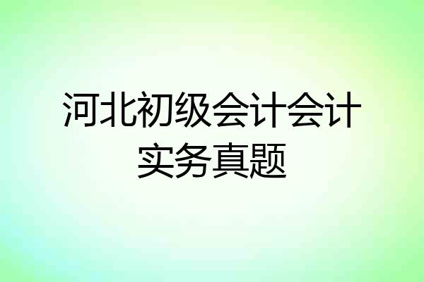 河北初级会计会计实务真题