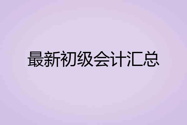 最新初级会计汇总