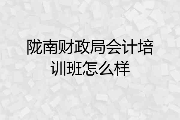 陇南财政局会计培训班怎么样