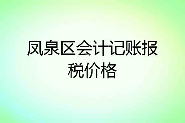 凤泉区会计记账报税价格