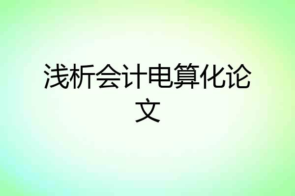 浅析会计电算化论文
