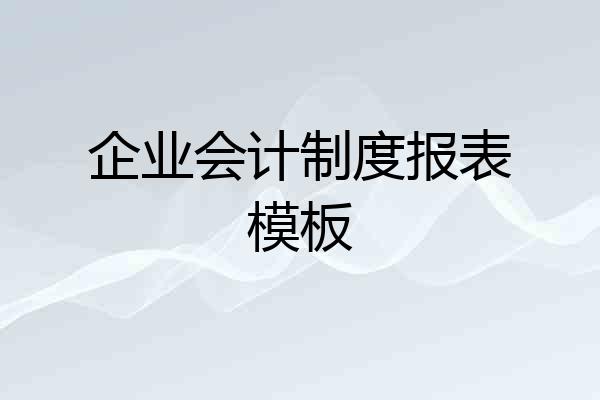 企业会计制度报表模板