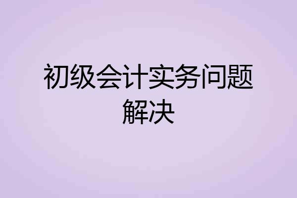 初级会计实务问题解决