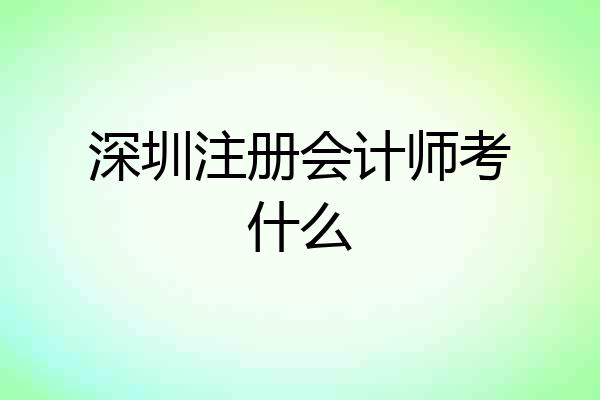深圳注册会计师考什么