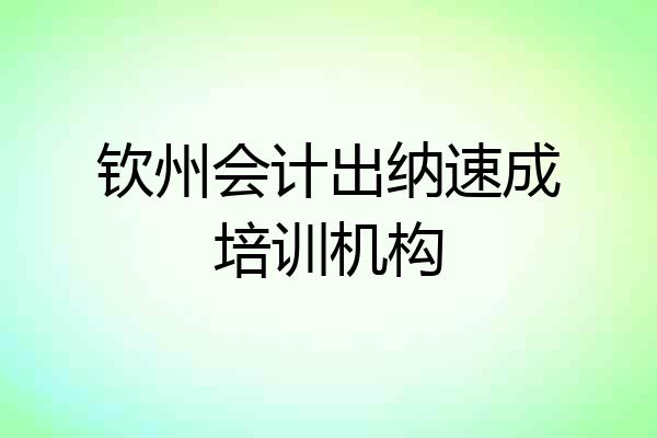 钦州会计出纳速成培训机构