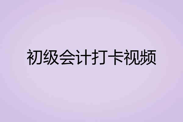初级会计打卡视频