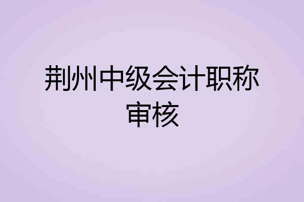 荆州中级会计职称审核