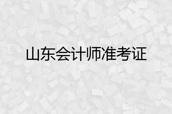 山东会计师准考证