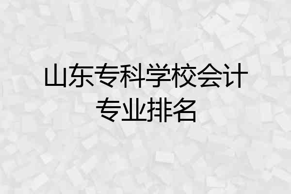 山东专科学校会计专业排名