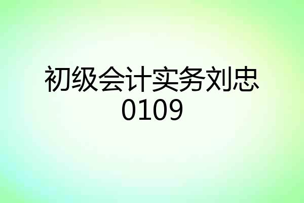 初级会计实务刘忠0109