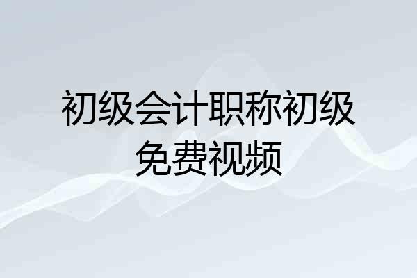 初级会计职称初级免费视频