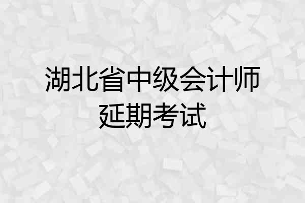 湖北省中级会计师延期考试