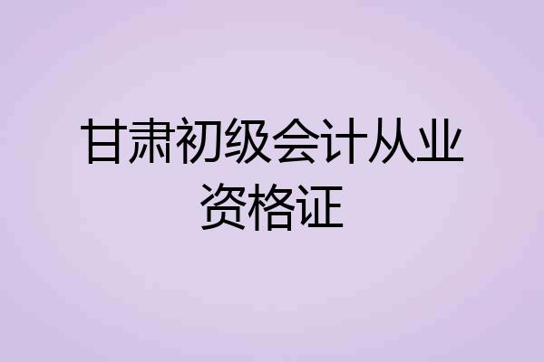 甘肃初级会计从业资格证