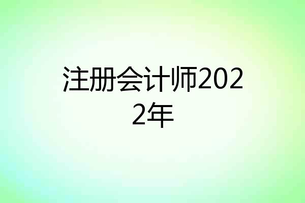 注册会计师2022年