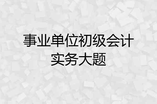 事业单位初级会计实务大题