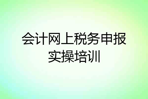会计网上税务申报实操培训