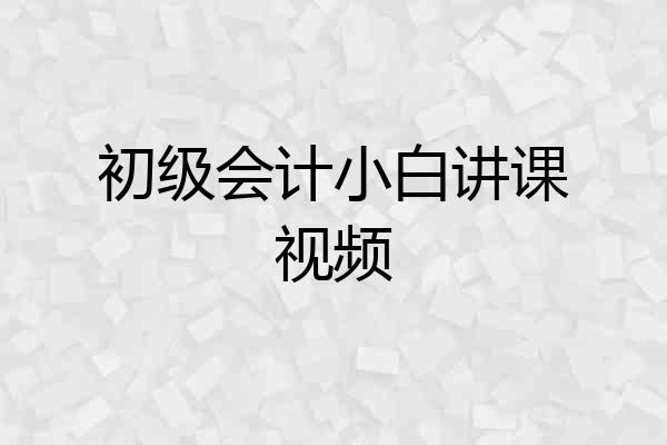 初级会计小白讲课视频