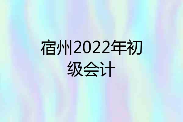 宿州2022年初级会计