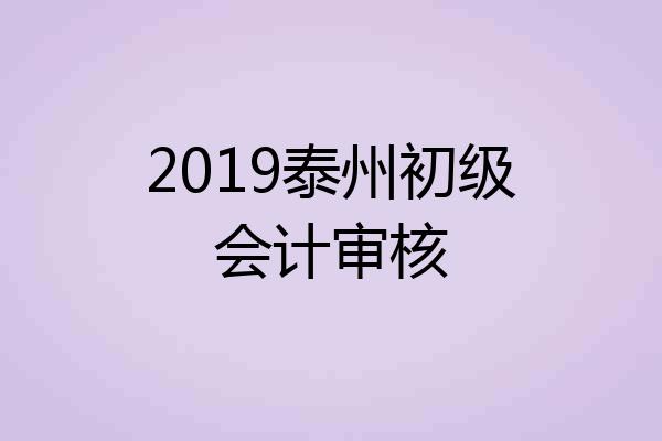 2019泰州初级会计审核