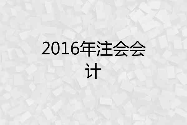 2016年注会会计