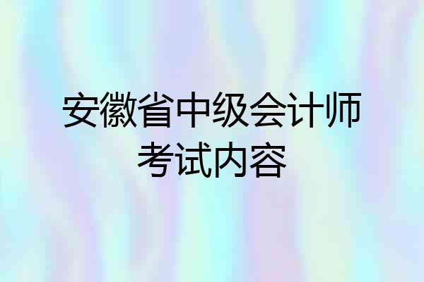 安徽省中级会计师考试内容