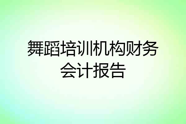 舞蹈培训机构财务会计报告