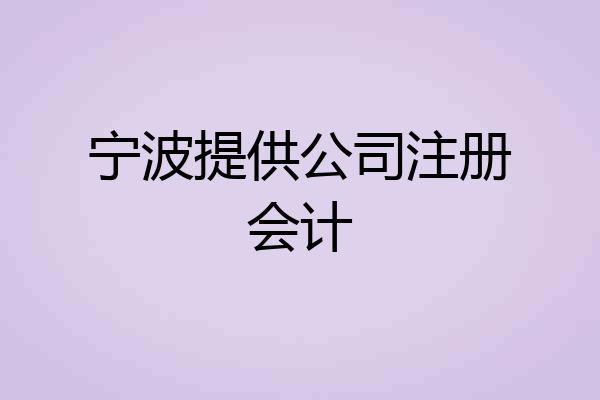 宁波提供公司注册会计